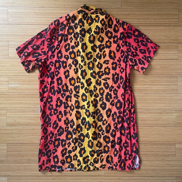 R13 OMBRE NEON LEOPARD "SKATER" MINI SHIRT DRESS - Picture 3 of 6